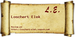 Loschert Elek névjegykártya